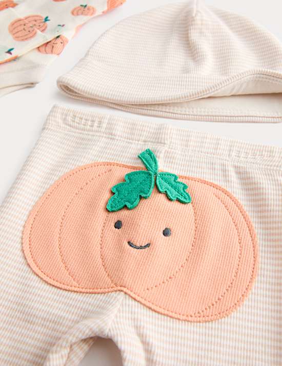 3pc Cotton Rich Halloween Pumpkin Outfit (7lbs-24 Mths)