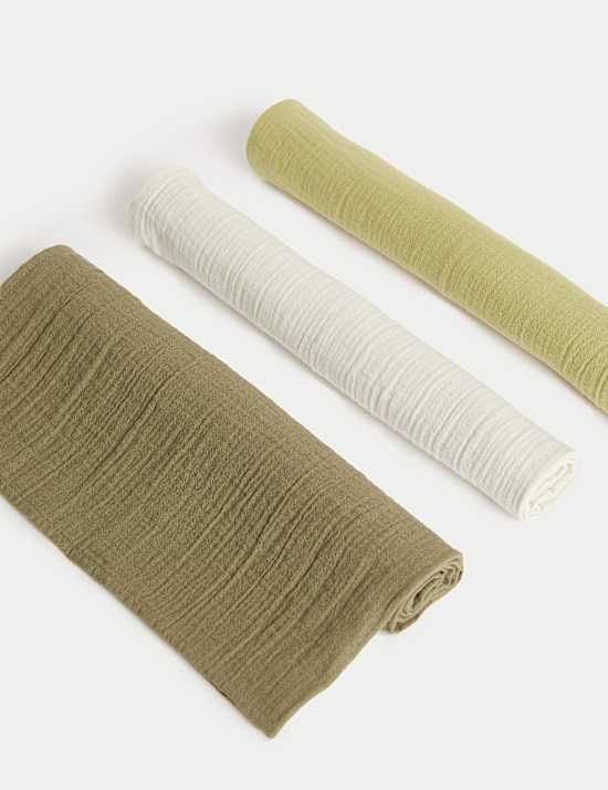 3pk Pure Cotton Muslins