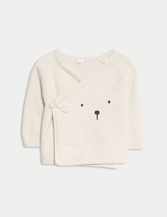 Ντε πιες πλεκτό σύνολο (0-12 μηνών) με σχέδιο αρκουδάκι