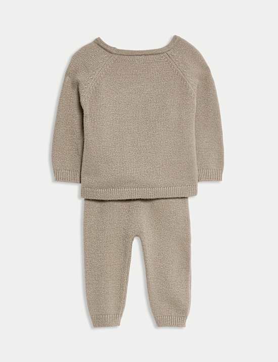 2pc Knitted Bear Wrap Outfit (0-12 Mths)