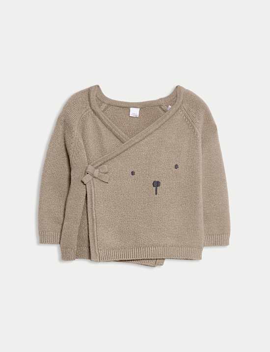 2pc Knitted Bear Wrap Outfit (0-12 Mths)