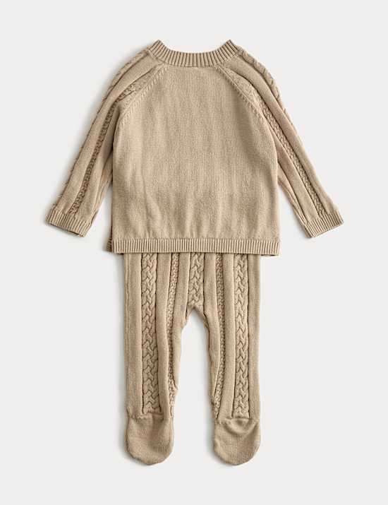 Ensemble 2 pièces pantalon en maille 100 % coton (jusqu’au 12 mois)