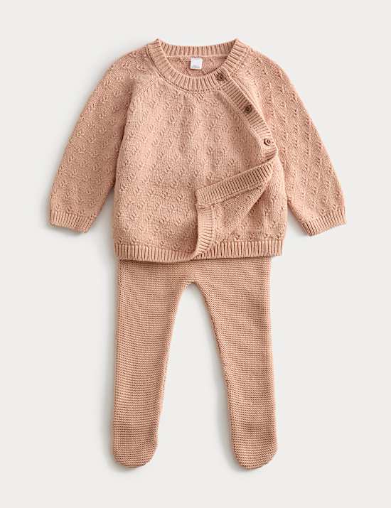 Ensemble 2 pièces avec pantalon en maille 100 % coton (jusqu’au 12 mois)