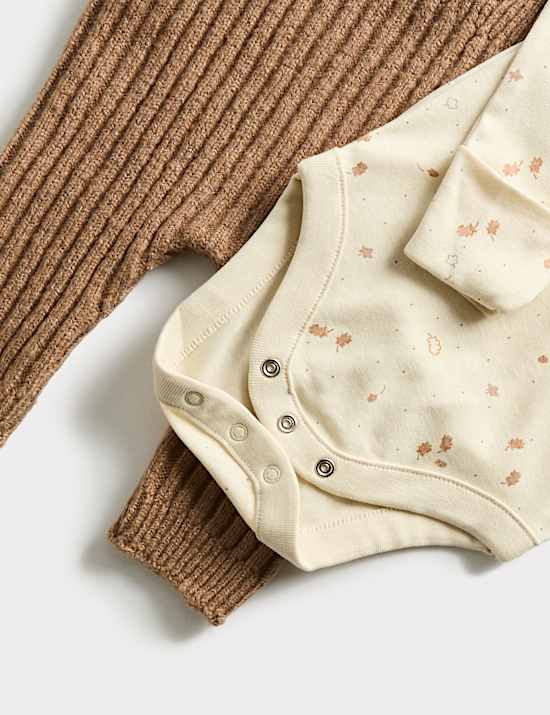 2pc Cotton Rich Sprig Dungaree Outfit (0-12 Mths)