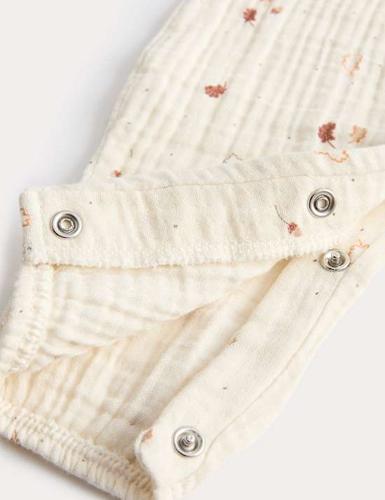 Pure Cotton Woven Leaf Collared All In One (0-12 Mths)