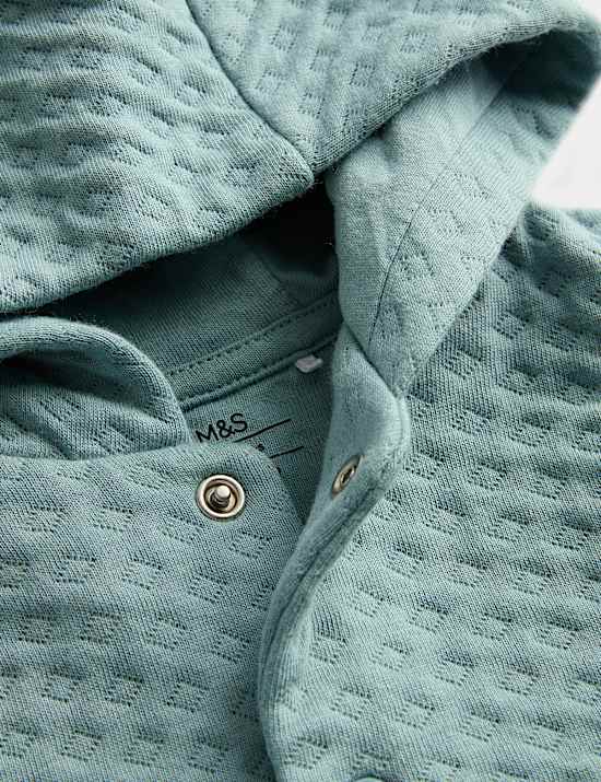 2pc Cotton Rich Quilted Hooded Wrap Outfit (0-12 Mths)