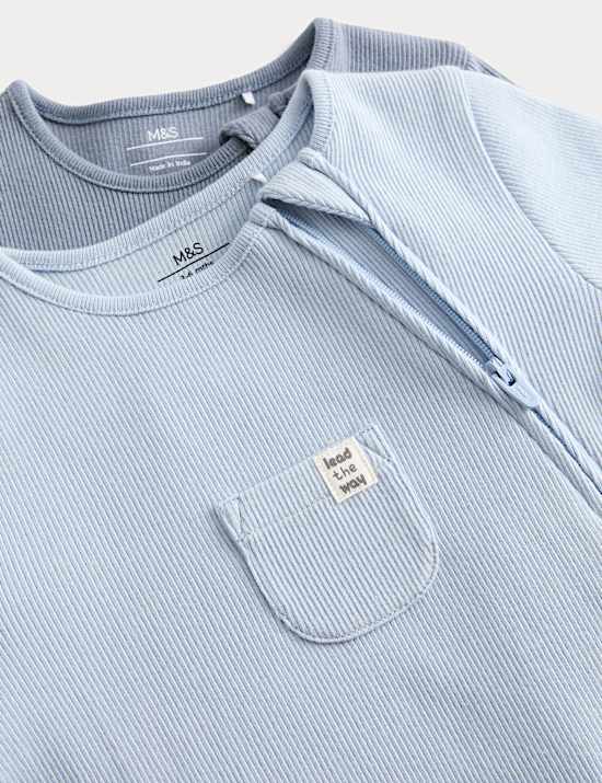 Lot de 3 dors-bien en coton à motif côtelé (jusqu'au 3 ans)