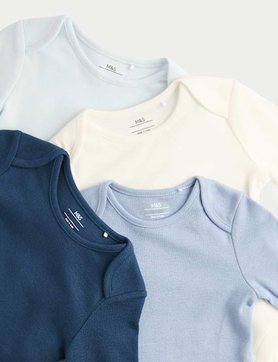 5er-Pack Langarm-Bodys aus reiner Baumwolle (0–3 Jahre)