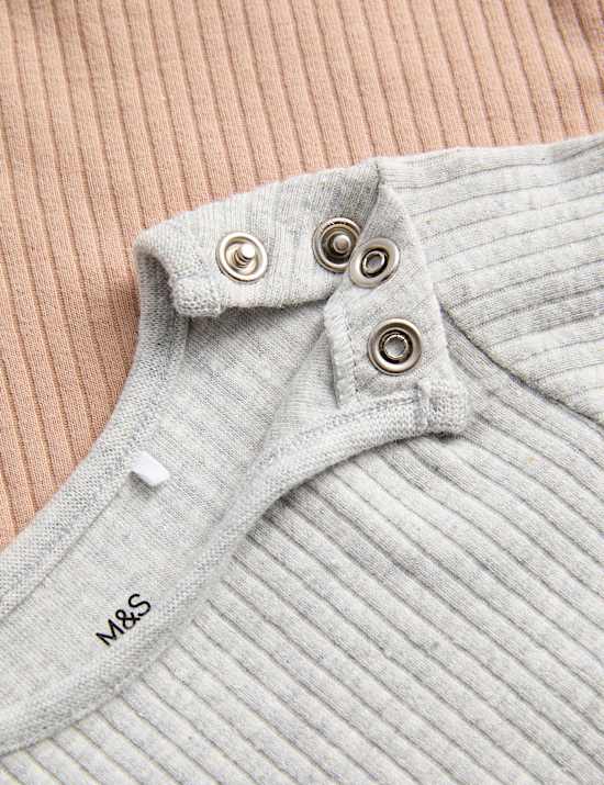 3er-Pack Gerippte Langarm-Bodys mit hohem Baumwollanteil (0–3 Jahre)