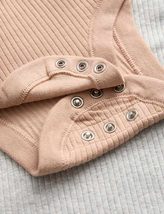 3er-Pack Gerippte Langarm-Bodys mit hohem Baumwollanteil (0–3 Jahre)