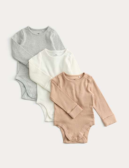 Lot de 3 bodys côtelés à manches longues (2,9 kg-3 ans)