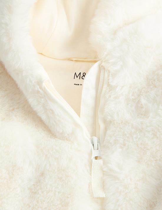 Faux Fur Hooded Pramsuit (0-12 Mths)