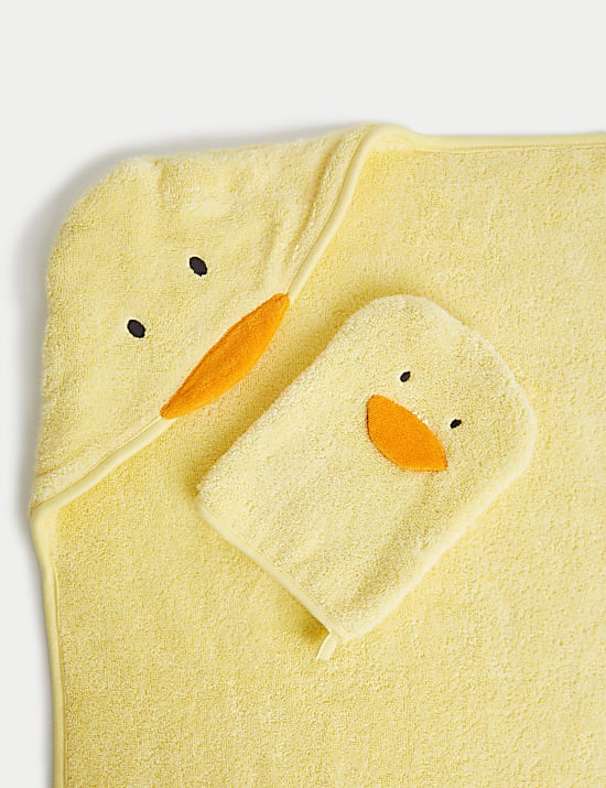 Pure Cotton Animal Hooded Towel and Mitt Set