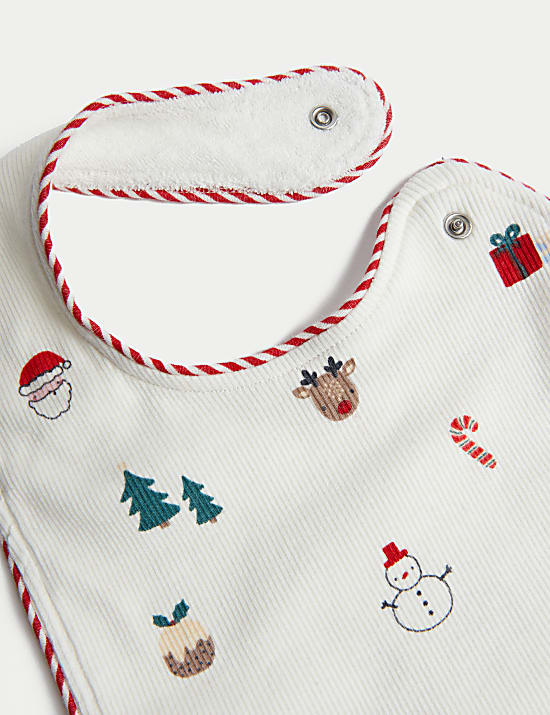 2pk Cotton Rich Christmas Bibs