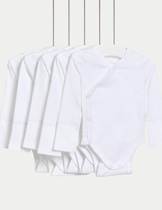 5pk Pure Cotton Crossover Bodysuits (6lbs-3 Yrs)