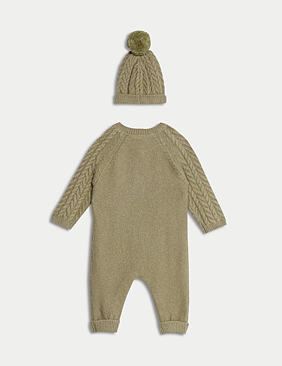 2pc Knitted All In One and Hat Set (0-12 Mths)