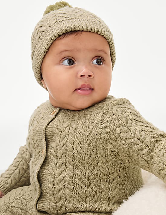 2pc Knitted All In One and Hat Set (0-12 Mths)