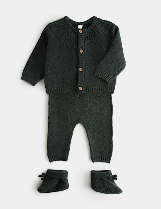 3 Piece Knitted Outfit with Booties (7lbs - 18 Mths)