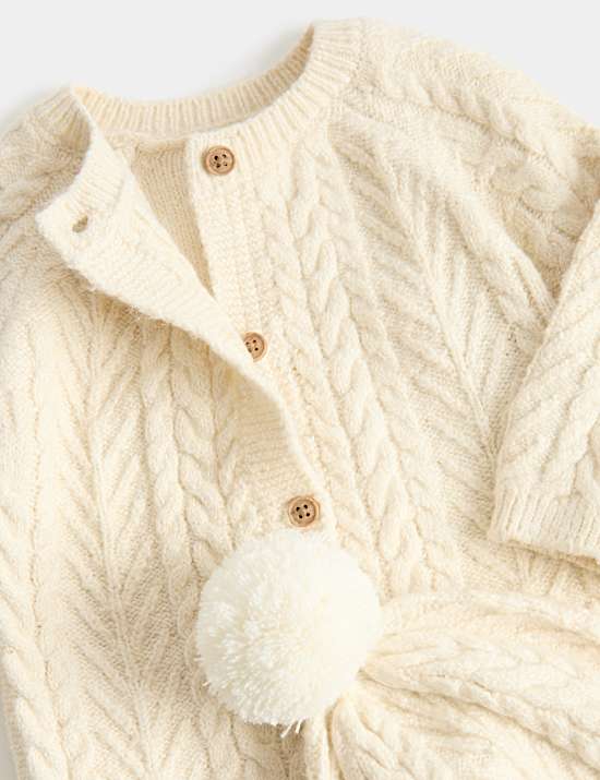 2-delige onesie met kabelsteek en muts (3,18 kg-12 maanden)