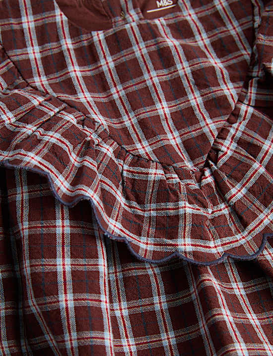 2 Piece Gingham Romper Outfit with Tights (0-12 Mths)