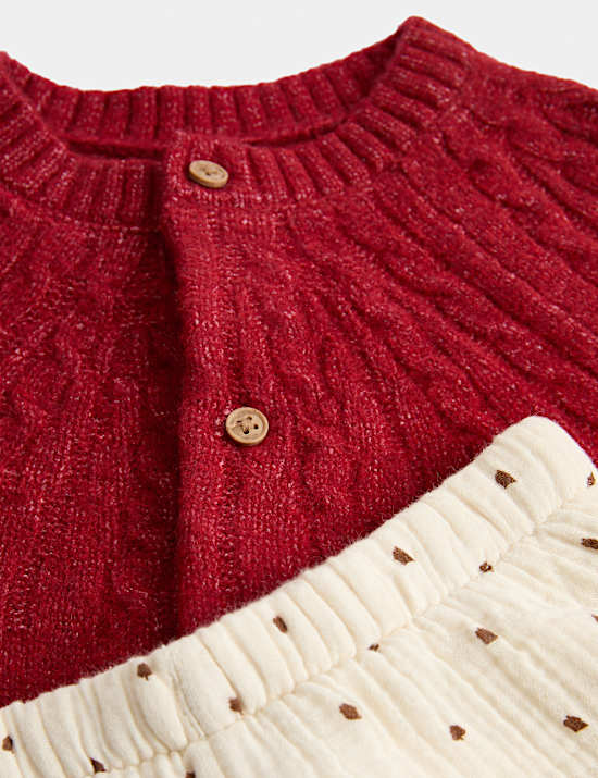 Ensemble 3 pi&egrave;ces doubl&eacute; en polaire avec cardigan (3,2 kg-12 mois)