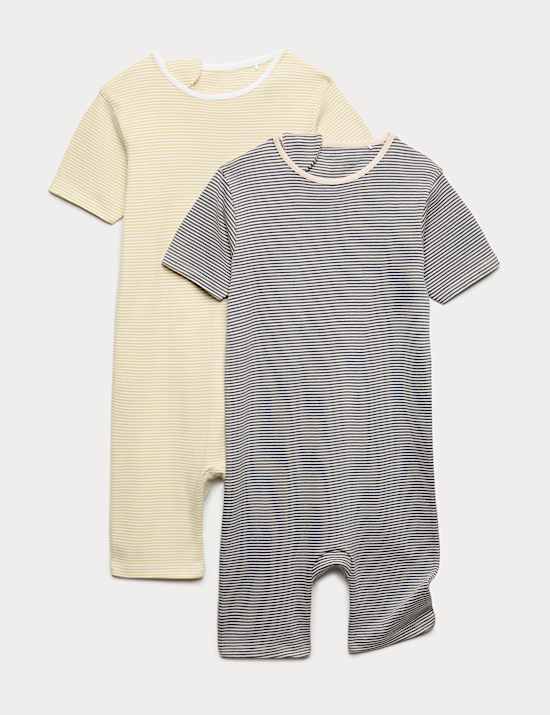 Set van 2 puur katoenen, aanpasbare rompertjes met sluiting aan de achterkant (3-16 jaar)