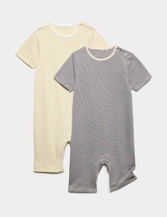 Lot de 2 barboteuses adapt&eacute;es 100 % coton &agrave; ouverture standard (du 3 au 16 ans)