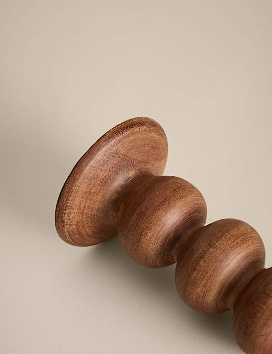 Porte-bougie pilier en bois bobine