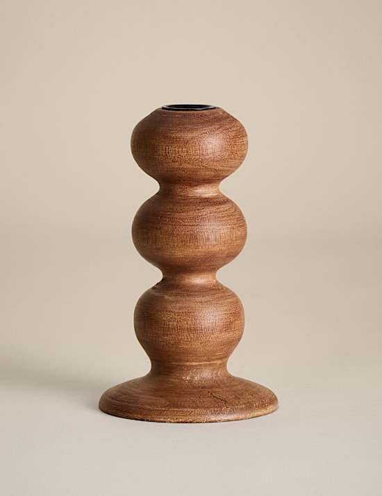Porte-bougie pilier en bois bobine
