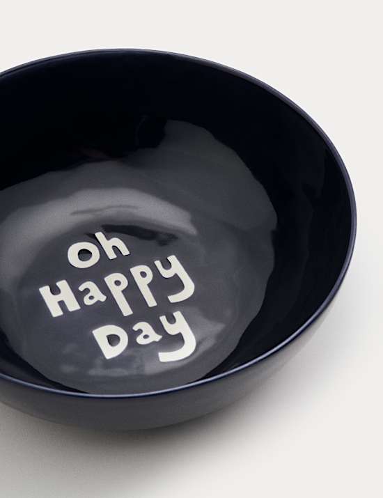 Ceramic Oh Happy Day Slogan Serving Bowl