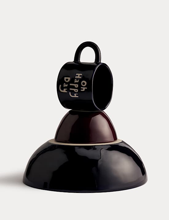 Ceramic Oh Happy Day Slogan Serving Bowl