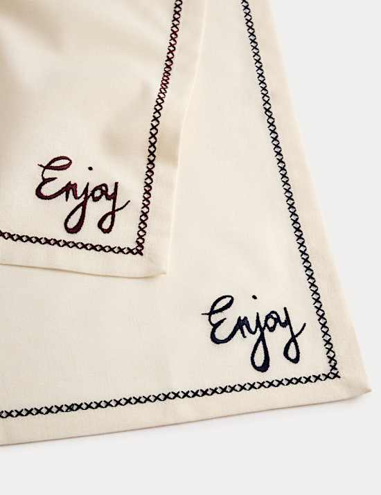 Set of 4 Cotton with Linen Enjoy Napkins