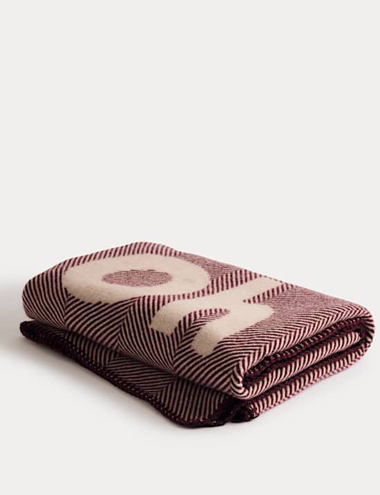 Plaid 100 % laine avec texte &laquo; Oh Happy Day &raquo;