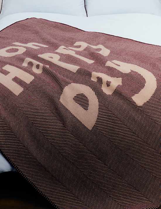 Plaid 100 % laine avec texte &laquo; Oh Happy Day &raquo;