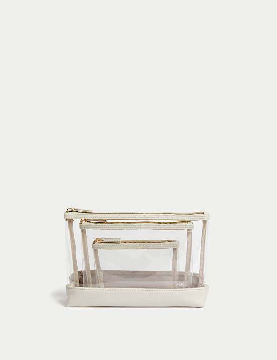 3 Piece Clear Makeup Bag Set