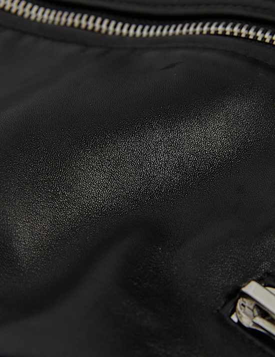 Leren, kraagloos jack