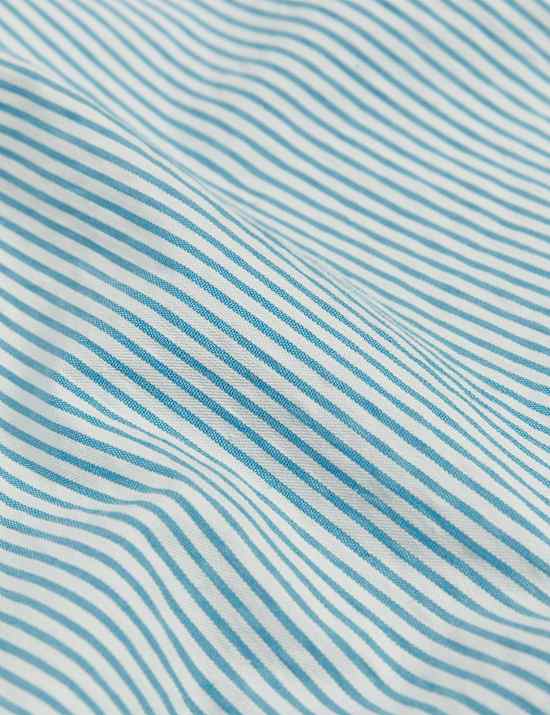 Cotton Striped V-Neck Shift Dress