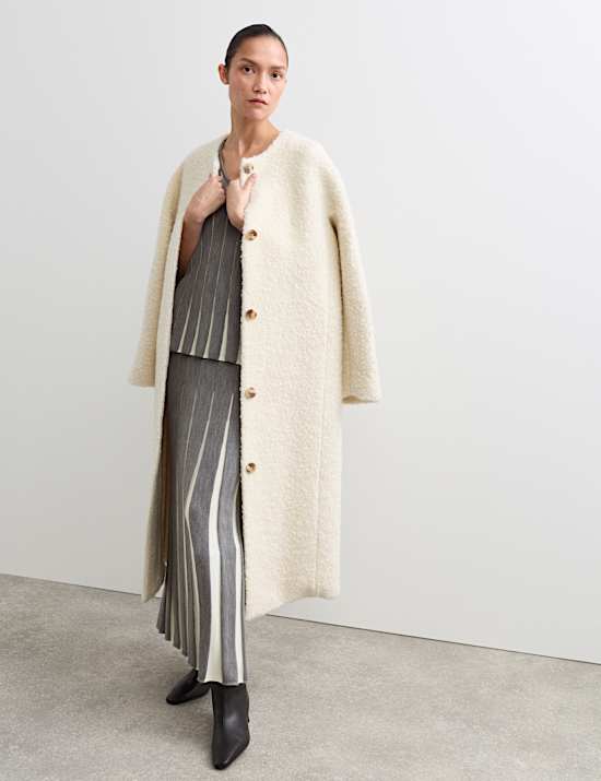 Merino Wool Rich V-Neck Pleated Knitted Top