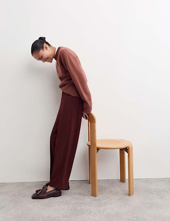 Straight Leg Trousers with Wool