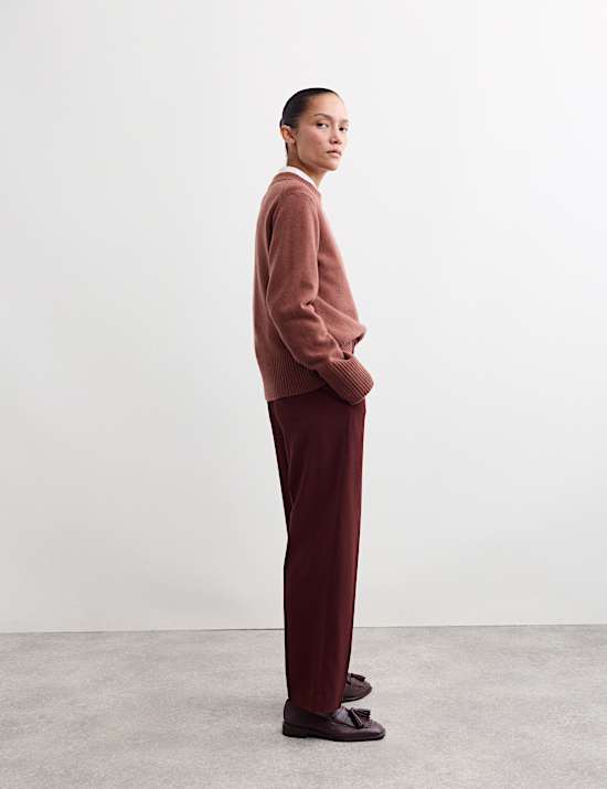 Straight Leg Trousers with Wool