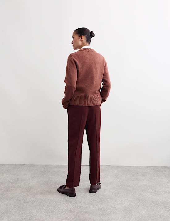 Straight Leg Trousers with Wool