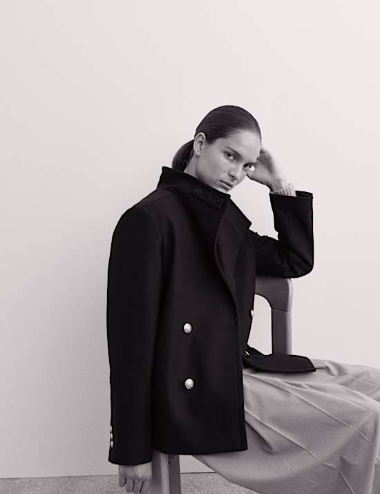 Caban croisé en laine italienne