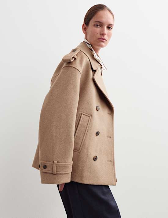 Caban court 100 % laine