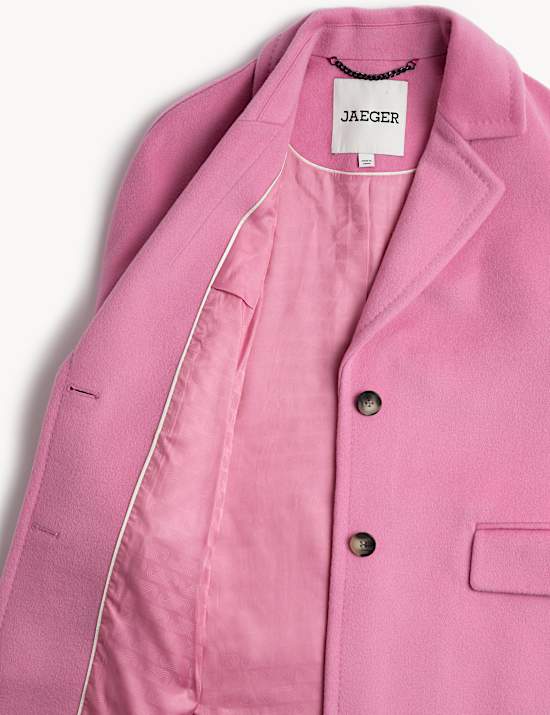 Lange cocoon-jas van zuivere wol