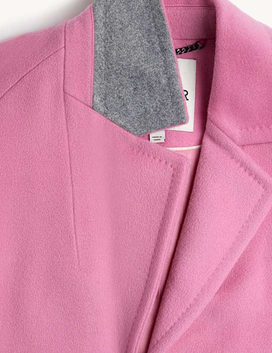 Lange cocoon-jas van zuivere wol