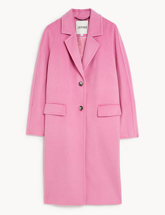 Lange cocoon-jas van zuivere wol