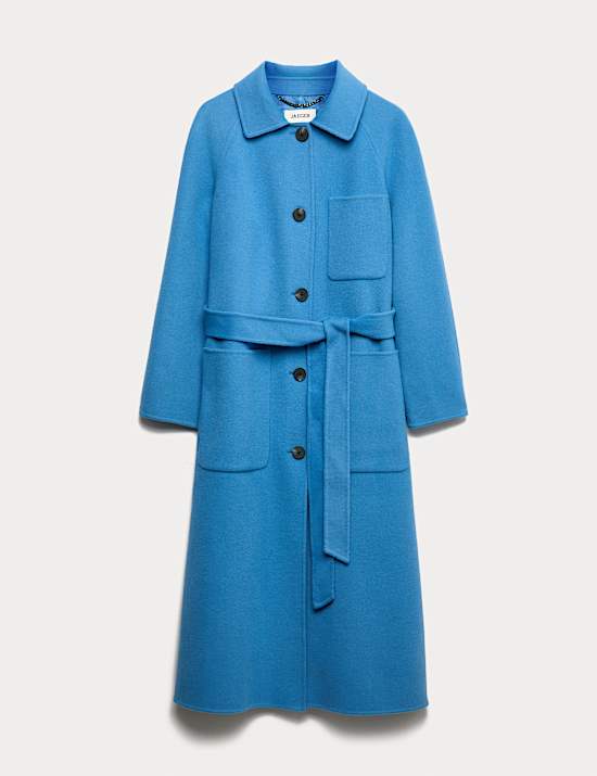 Caban coupe longue 100 % laine à ceinture