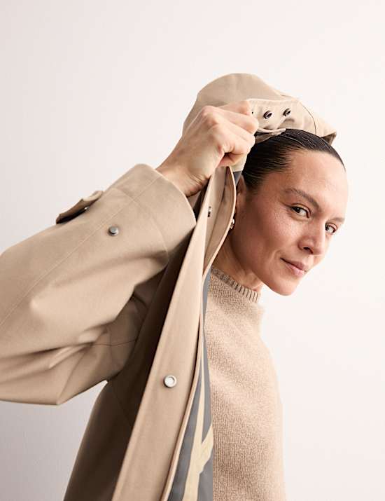 Waterbestendige regenjas van keperstof met capuchon