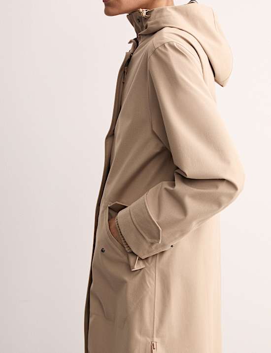 Waterbestendige regenjas van keperstof met capuchon