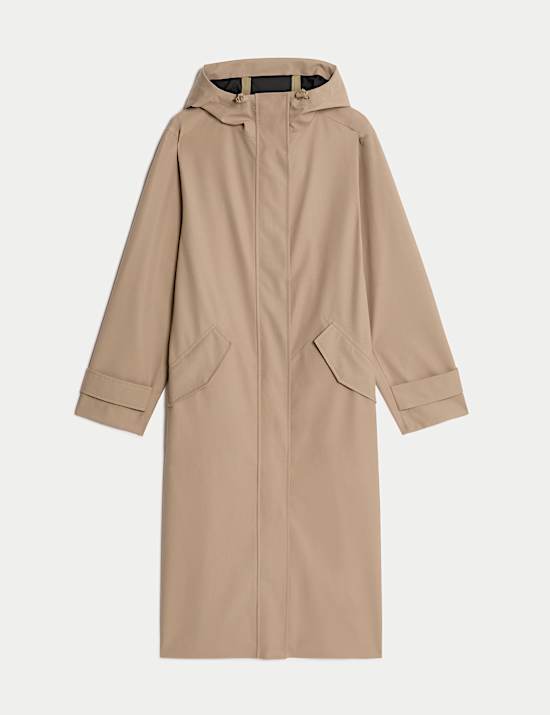 Waterbestendige regenjas van keperstof met capuchon
